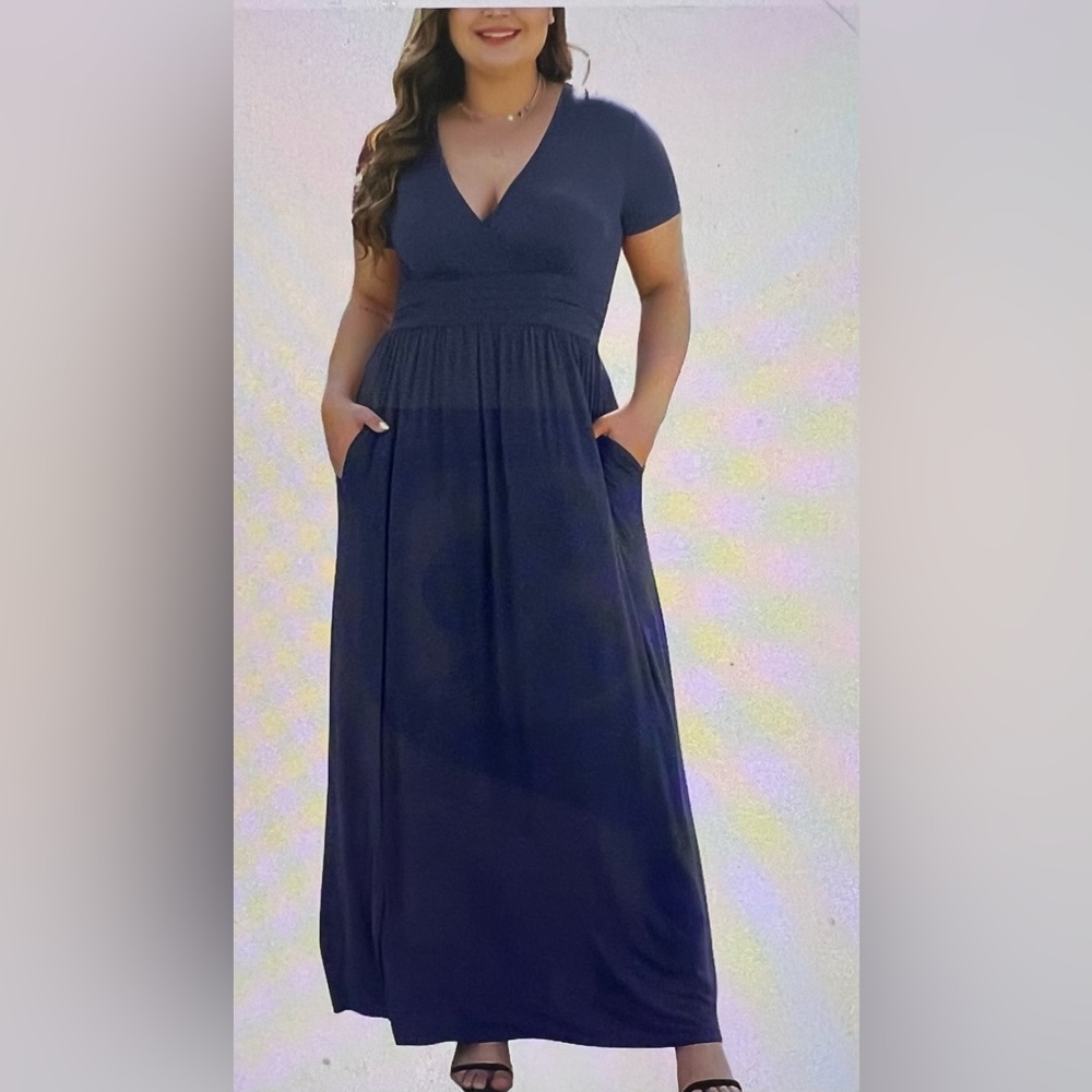 NWT HaoMeiLi Collection Women’s 4XL Short Sleeve V-neck Casual Maxi W/ Pockets